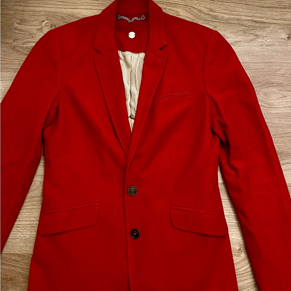 Massimo Dutti Red Single-Breasted Blazer